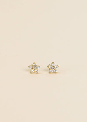 Pave Stud - Flower - Gold Earrings