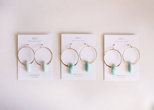 Hoops - Amazonite - Gold Earrings