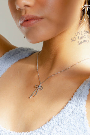 Bad to the Bow Necklace - Silver Plated