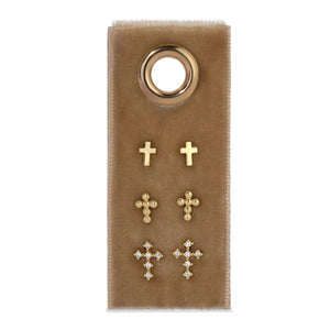 Multi Cross Velvet Set/3 Stud Gift Set