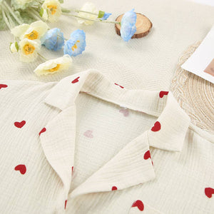 Valentine's Day Love heart printed Cotton Pajamas Set