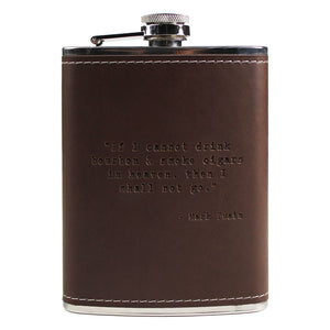 Mark Twain Quote Leather Flask