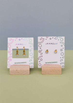 Cupcake Enamel Flat Back Kids Earrings