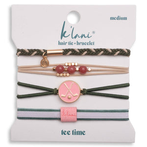 K'lani "Tee Time" Green and Pink Hair Tie Bracelets with Removable Ball Marker