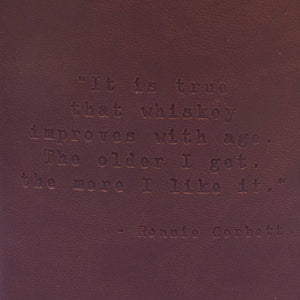 Ronnie Corbett Quote Leather Flask