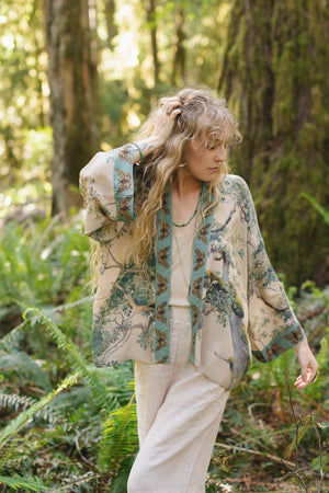 Earth & Sky Pixie Duster Cropped Kimono w/ Trees