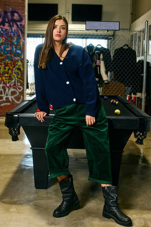 Embroidered "Lucky Duck" V-Neck Cardigan