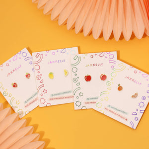 Lemon Enamel Flat Back Kids Earrings