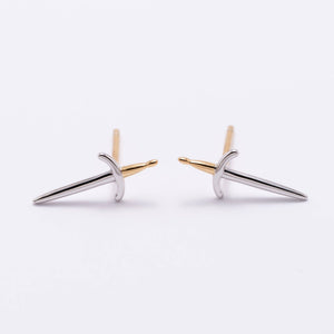 14K Gold Plated Dagger Stud Earrings