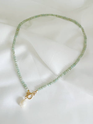 Salty Amazonite Pearl Toggle Necklace Gold Filled