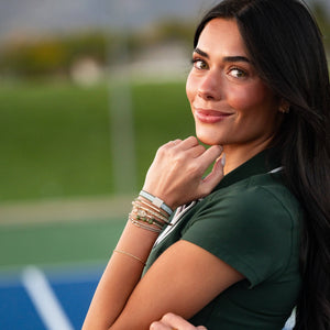K'lani "Ace" Green and Gold Tennis Racket Charm Hair Tie Bracelets