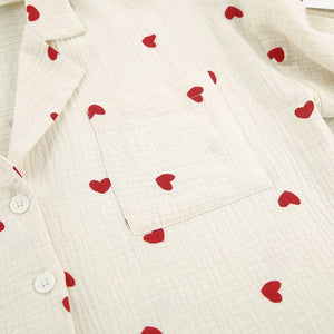 Valentine's Day Love heart printed Cotton Pajamas Set