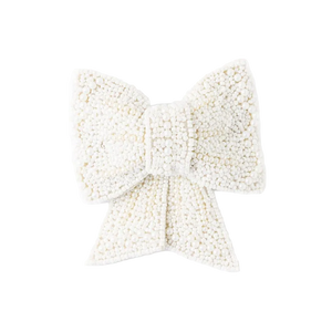 Clara Beaded Bow Barrette with Pearls White Wholesale