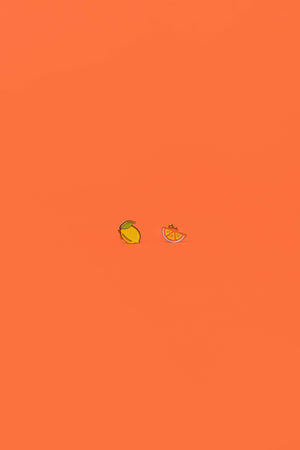 Lemon Enamel Flat Back Kids Earrings