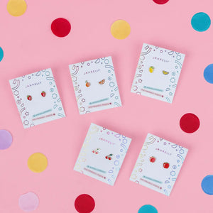 Cherry Enamel Flat Back Kids Earrings
