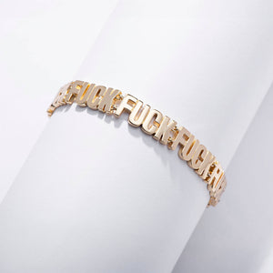 14k gold plate Fuck Fuck Fuck Chain Link Bracelet (SM + Med)
