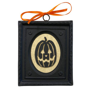 3D Jack O' Lantern Silhouette in Black Embossed Brass Frame