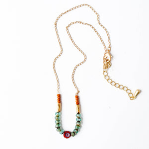 Tiny flower and bead necklace, Dainty flower necklaces