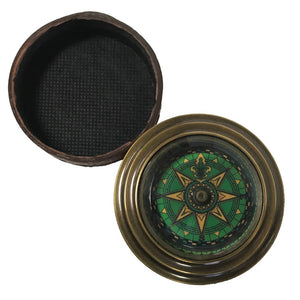 2-3/4" Brass Compass in Leather - Wrapped Cylinder Case
