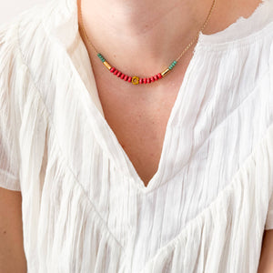 Tiny flower and bead necklace, Dainty flower necklaces