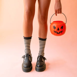 Striped Crew Socks | Black | Halloween