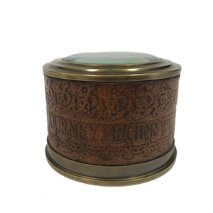 2-3/4" Brass Compass in Leather - Wrapped Cylinder Case
