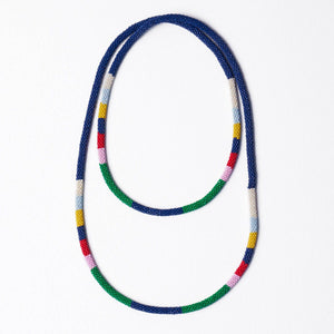 Allie Seed Bead Long Necklace Navy + Multi Wholesale