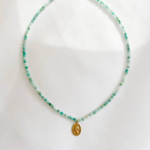 Roam Saint Christopher Beaded Choker Necklace Gold Filled