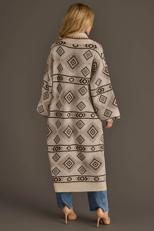 Cream & Brown Western Cardigan