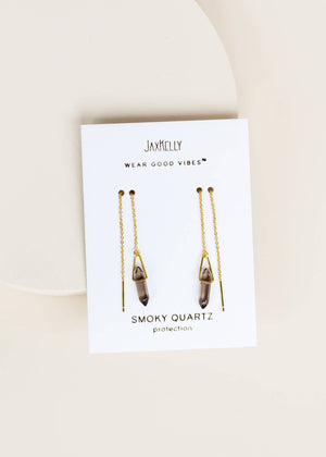 Threader - Smoky Quartz - Gold Earrings