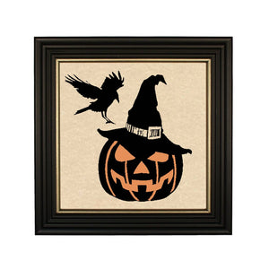 10x10" Jack-O-Lantern & Crow Vintage Paper Cut Silhouette