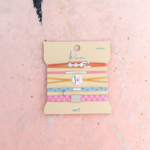 K'lani "Surf" Surfboard with Silver Accents Hair Tie Bracelets