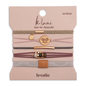 K'lani "Breathe" Lotus Flower Earthy Tones Hair Tie Bracelets