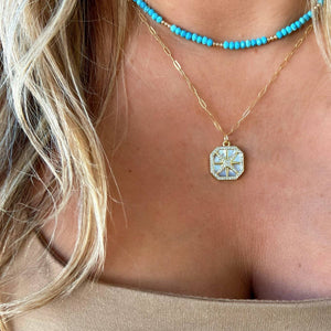 Free Spirit Turquoise Beaded Necklace Gold Filled