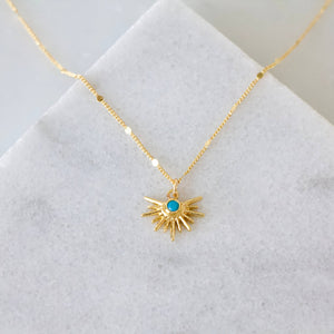 CZ or Turquoise Starburst Necklace