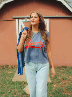 Howdy, Western Boxy Cropped Muscle Tank