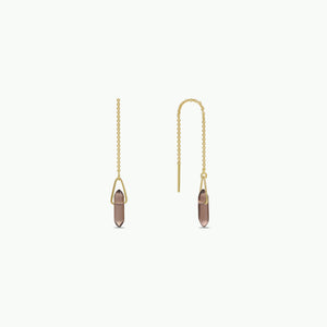 Threader - Smoky Quartz - Gold Earrings