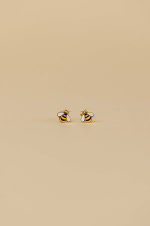 Bumble Bee Enamel Flat Back Kids Earrings