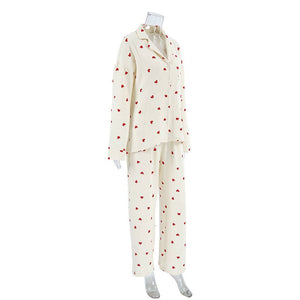 Valentine's Day Love heart printed Cotton Pajamas Set