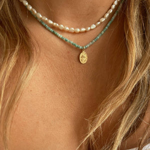 Roam Saint Christopher Beaded Choker Necklace Gold Filled