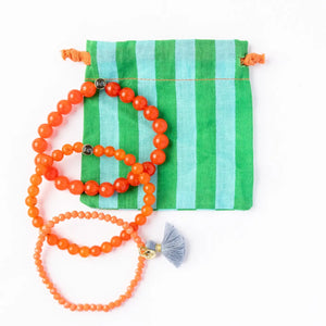 Addison Set of 3 Stretch Bracelets Glass and Crystal with Bag