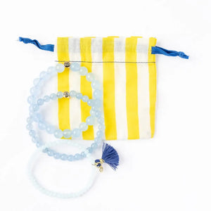 Addison Set of 3 Stretch Bracelets Glass and Crystal with Bag