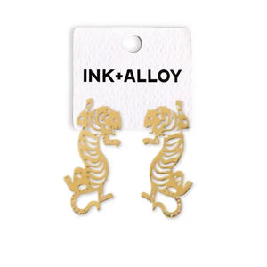 Bianca Tiger Drop Earrings Brass