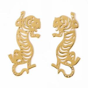 Bianca Tiger Drop Earrings Brass
