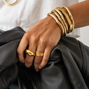 Lucille Round Bead Stretch Bracelet Gold