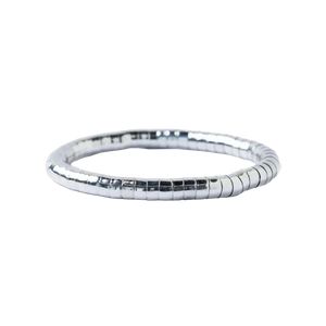 Lucille Round Bead Stretch Bracelet Silver