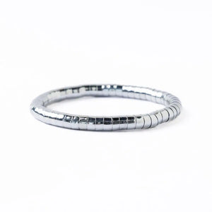 Lucille Round Bead Stretch Bracelet Silver