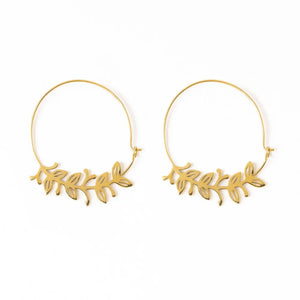 Madelyn Botanical Leaves Thin Circle Hoop Earrings