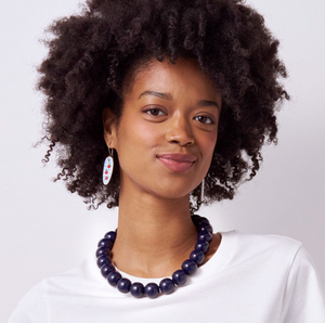 Iris Large Resin Bead Necklace Navy