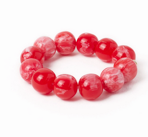 Cece Large Resin Bead Bracelet Red